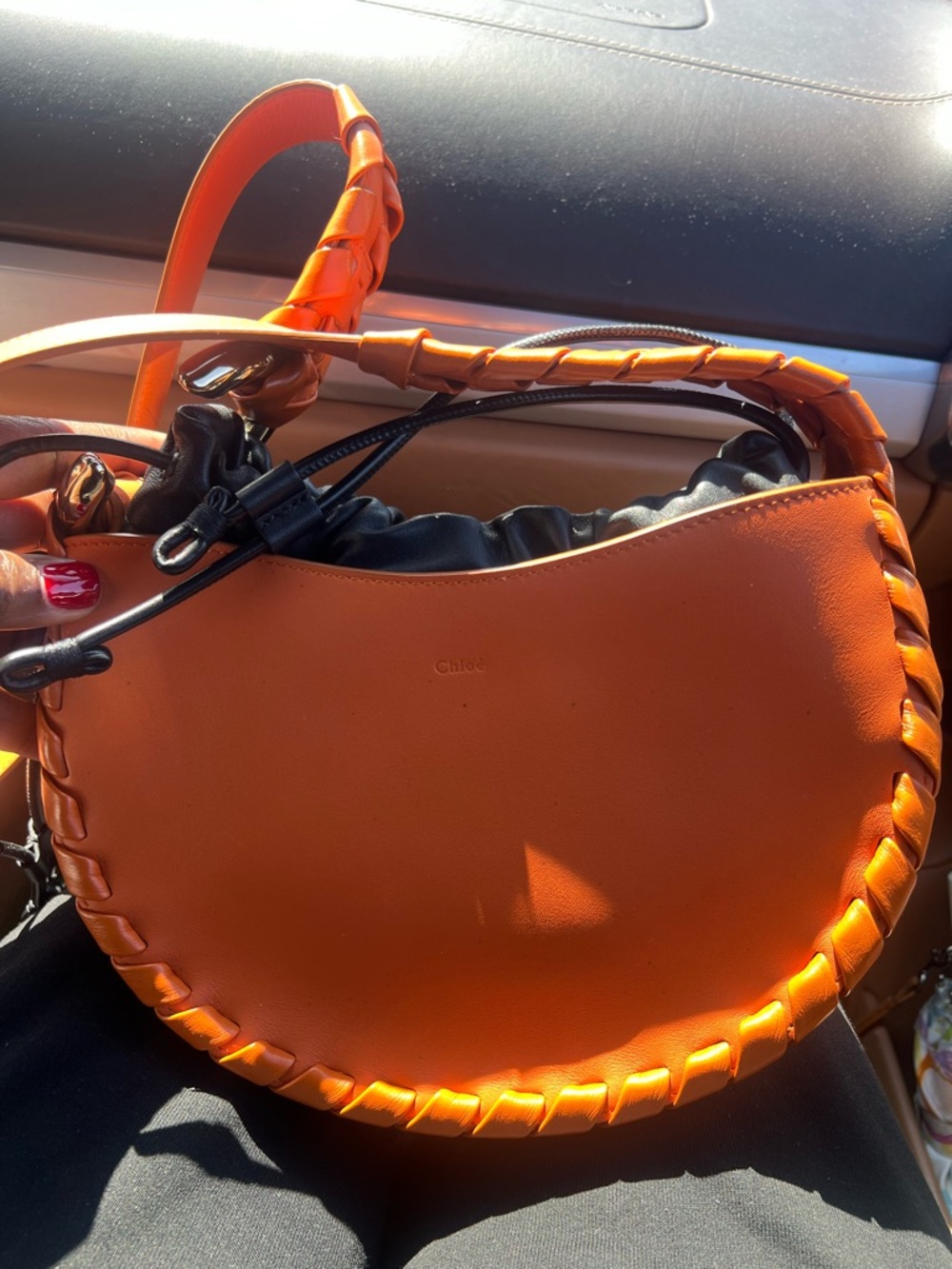 Chloé Orange Mate hobo Braided Crescent Shoulder Bag